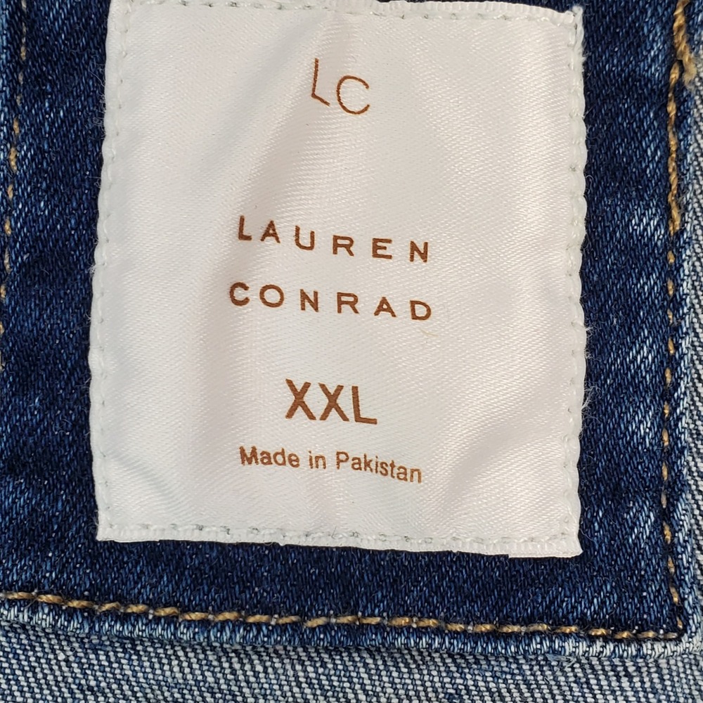 LC Lauren Conrad Light Wash Distressed Denim Trucker Jacket XXL Womens Western - Picture 3 of 11